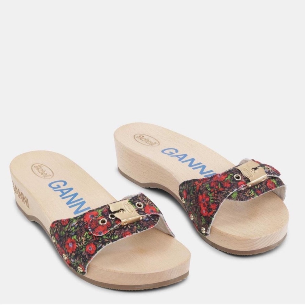 Ganni x Dr. Scholl's Floral Sandal in Beet Red